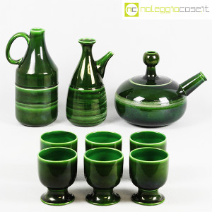 Ceramiche Franco Pozzi, caraffe con bicchieri verde scuro, Ambrogio Pozzi (2)