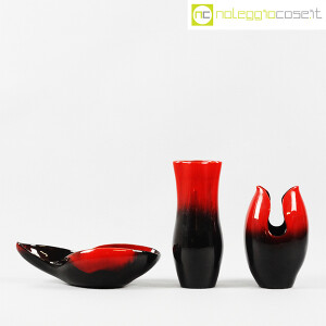 Ceramiche Franco Pozzi, set ceramiche in nero e rosso al selenio, Ambrogio Pozzi (2)