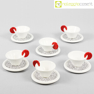 Mas Ceramiche, set tazzine bianche con manico rosso, Massimo Materassi (1)